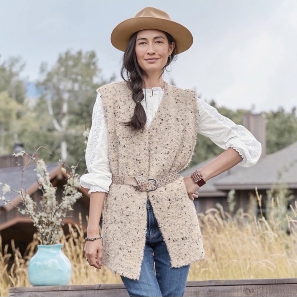 Sundance Coastal Secrets Open Front Vest Alpaca Blend Cardigan Sweater, Small
